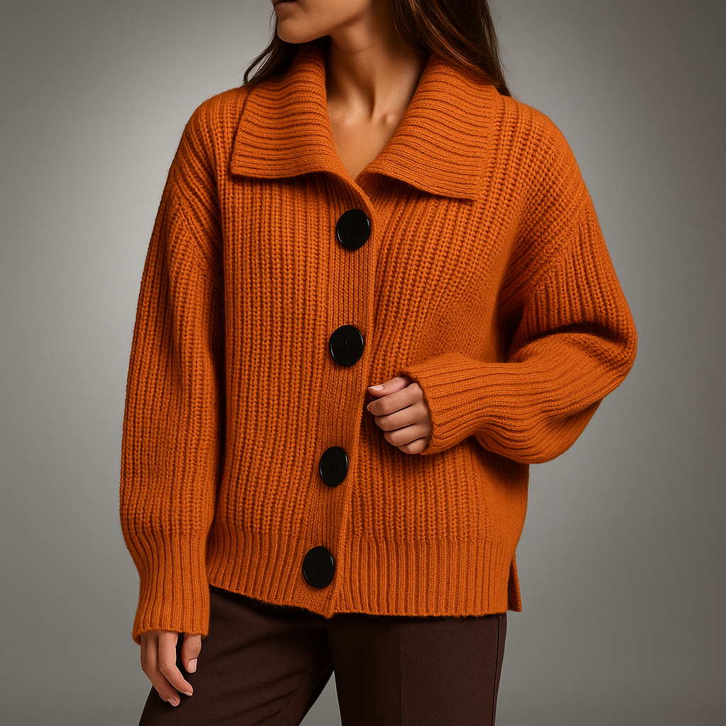 Dames Oversized Vest met Grote Knopen – Grof Gebreid