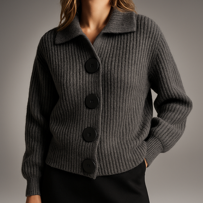Dames Oversized Vest met Grote Knopen – Grof Gebreid
