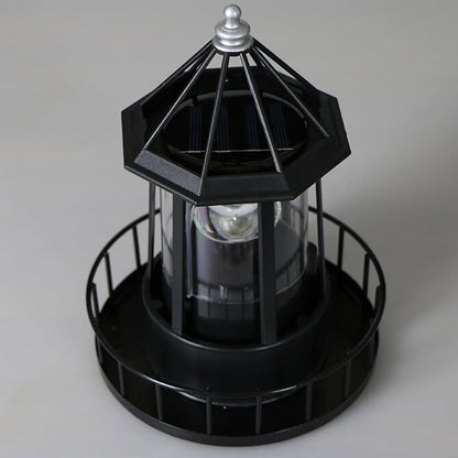 Vuurtoren Tafellamp op Zonne-energie met Roterende LED en Ingebouwd Zonnepaneel