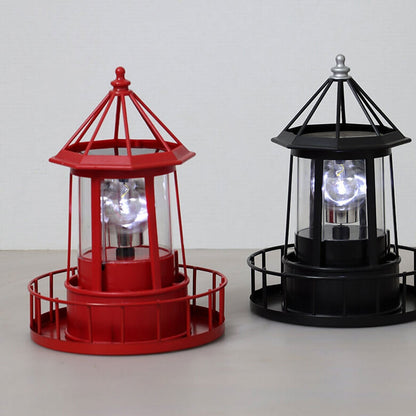 Vuurtoren Tafellamp op Zonne-energie met Roterende LED en Ingebouwd Zonnepaneel