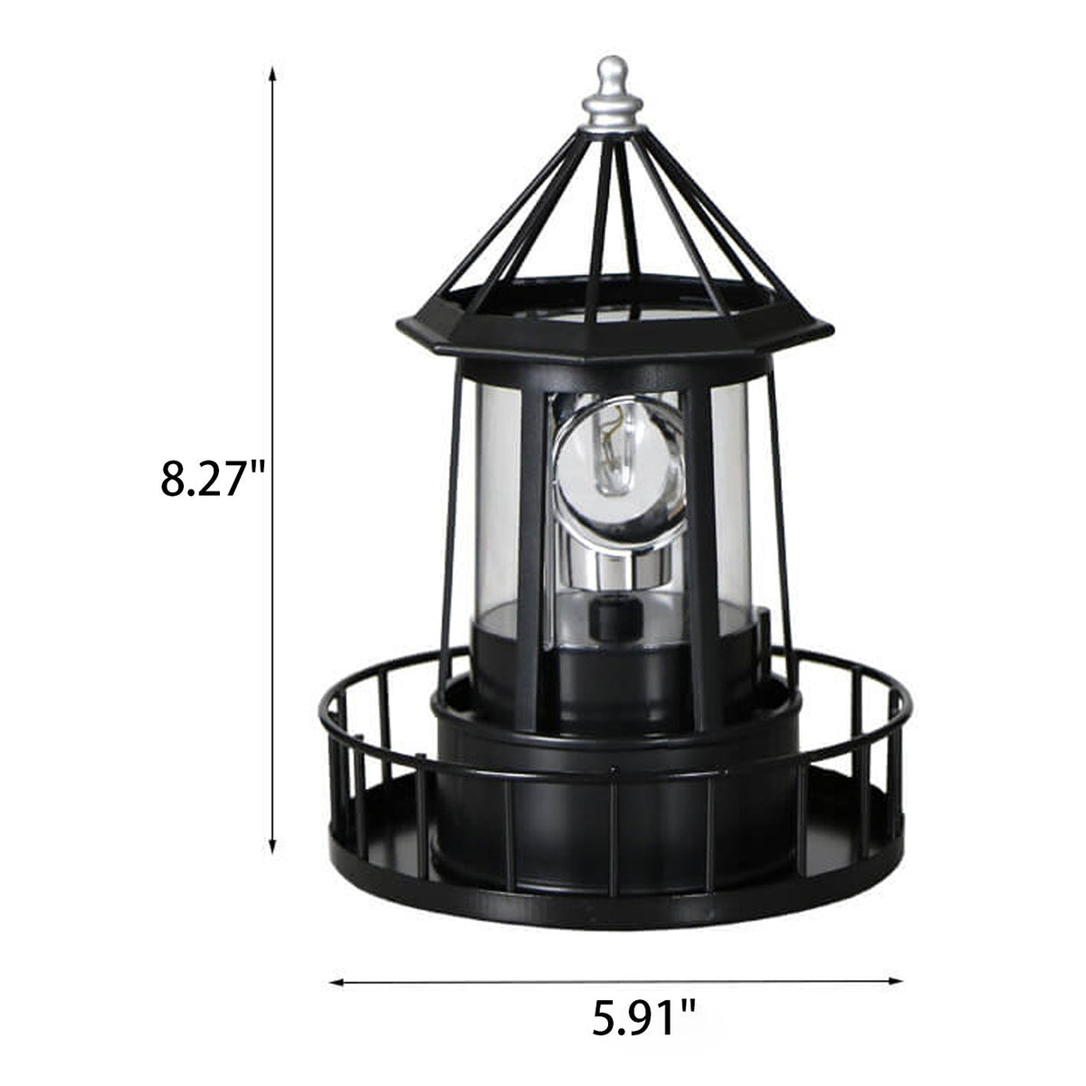 Vuurtoren Tafellamp op Zonne-energie met Roterende LED en Ingebouwd Zonnepaneel