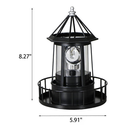 Vuurtoren Tafellamp op Zonne-energie met Roterende LED en Ingebouwd Zonnepaneel