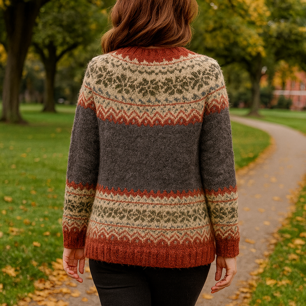 Dames Warme Noorse Gebreide Jas – Lichtgewicht, Casual Jasje voor Herfst en Winter