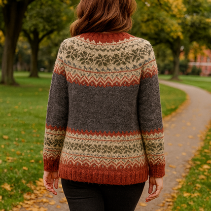 Dames Warme Noorse Gebreide Jas – Lichtgewicht, Casual Jasje voor Herfst en Winter