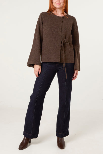 Dames Vest met Zijstrik – Zachte Gebreide Cardigan