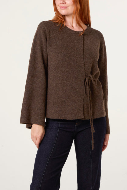 Dames Vest met Zijstrik – Zachte Gebreide Cardigan
