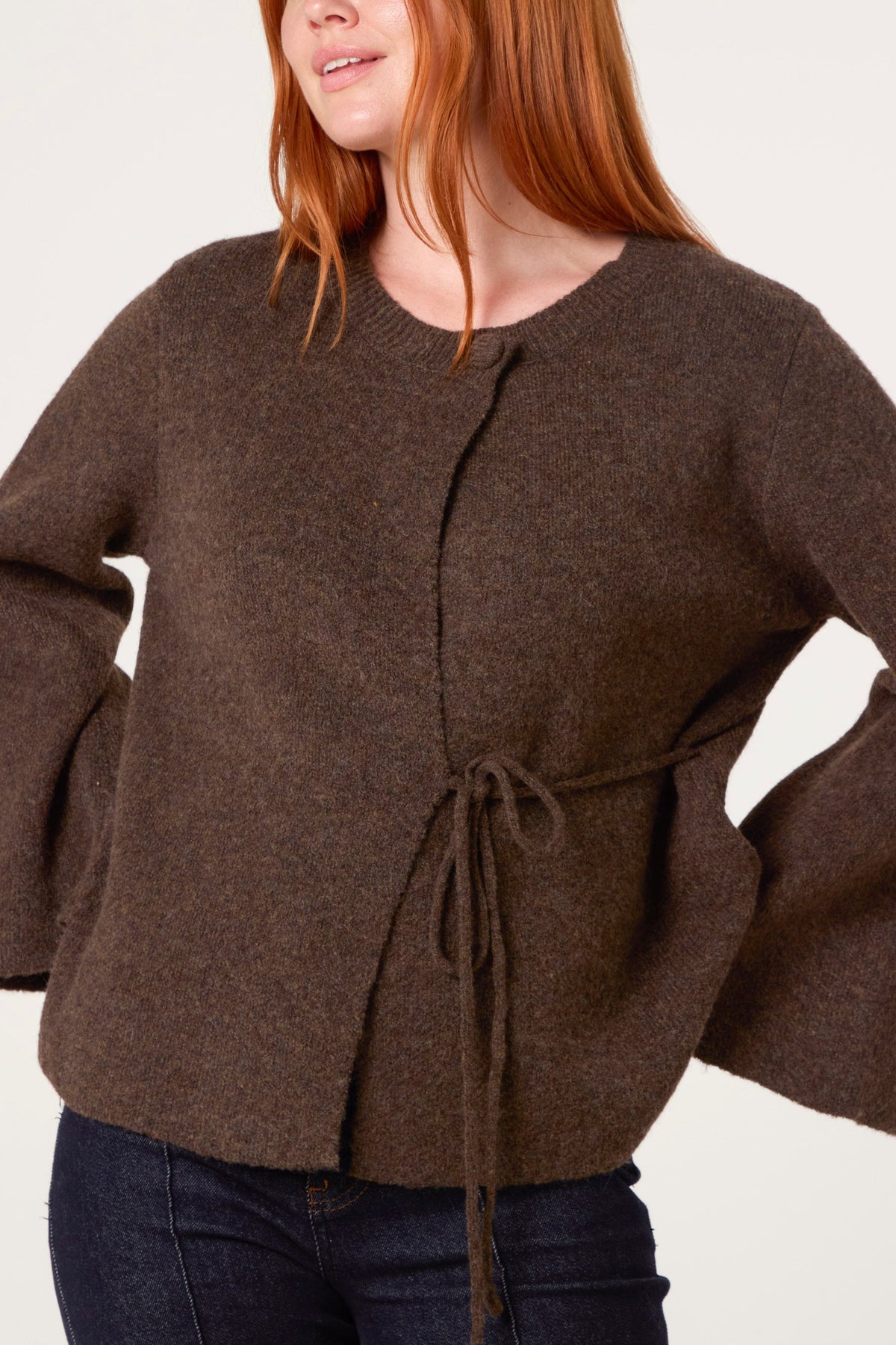 Dames Vest met Zijstrik – Zachte Gebreide Cardigan