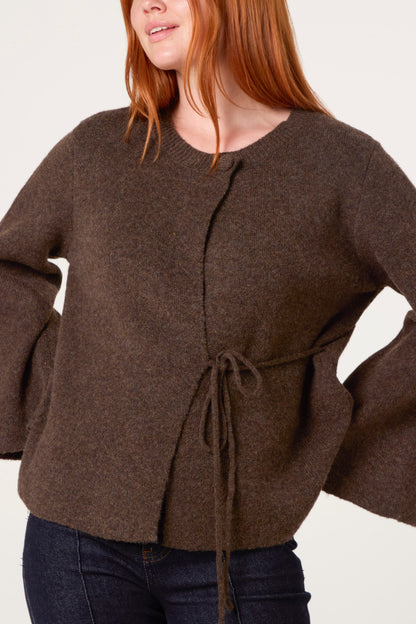 Dames Vest met Zijstrik – Zachte Gebreide Cardigan