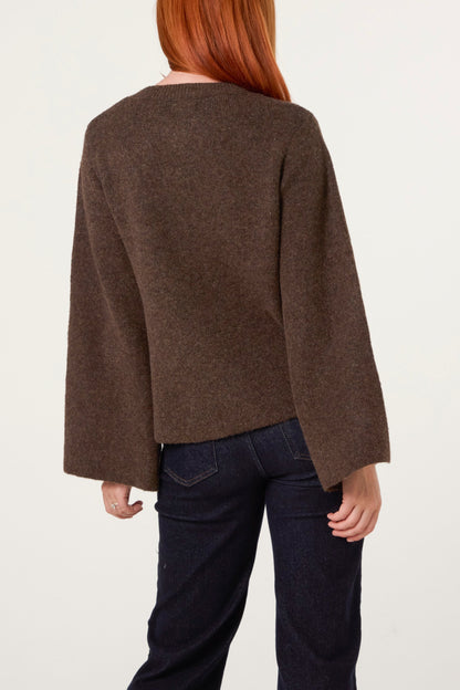 Dames Vest met Zijstrik – Zachte Gebreide Cardigan
