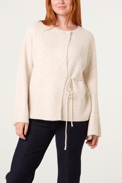 Dames Vest met Zijstrik – Zachte Gebreide Cardigan