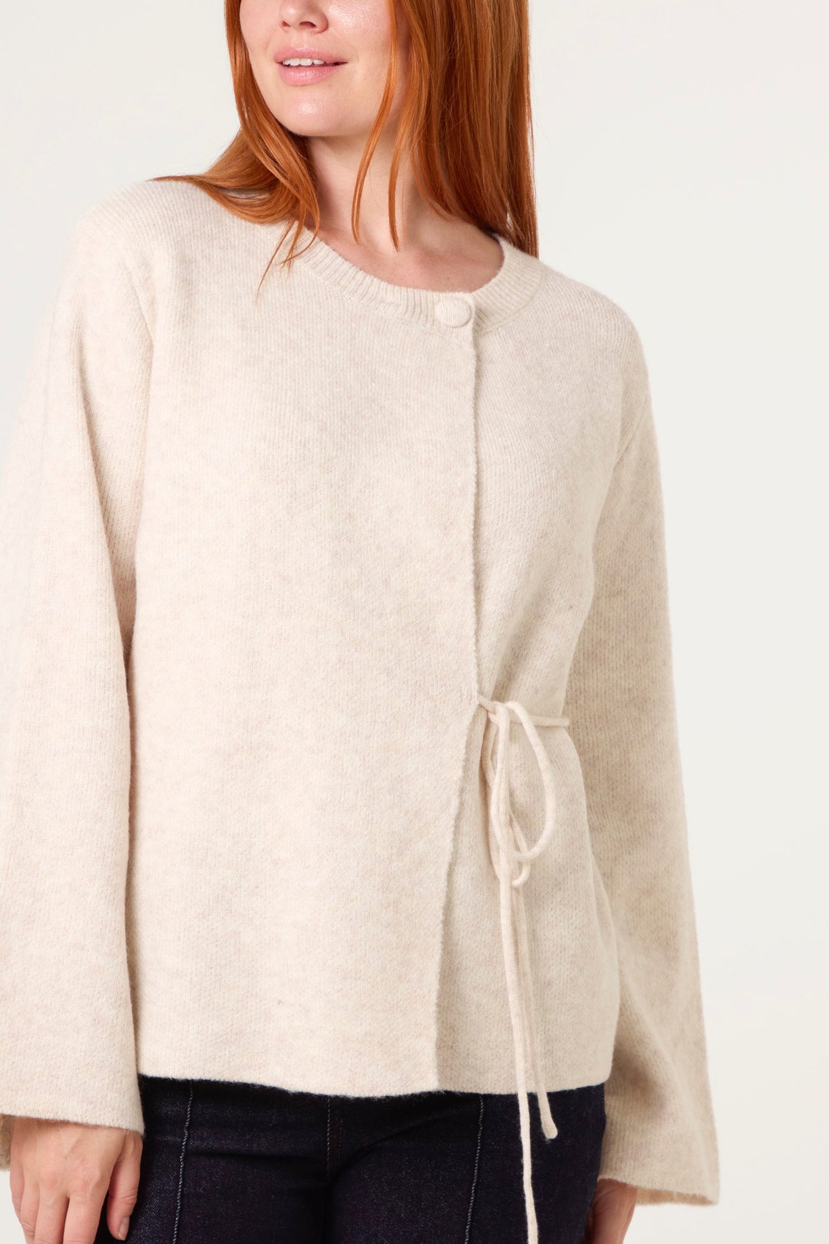 Dames Vest met Zijstrik – Zachte Gebreide Cardigan