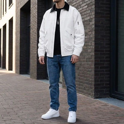 Orbetello Workwear Jacket — White, lifestyle full outfit