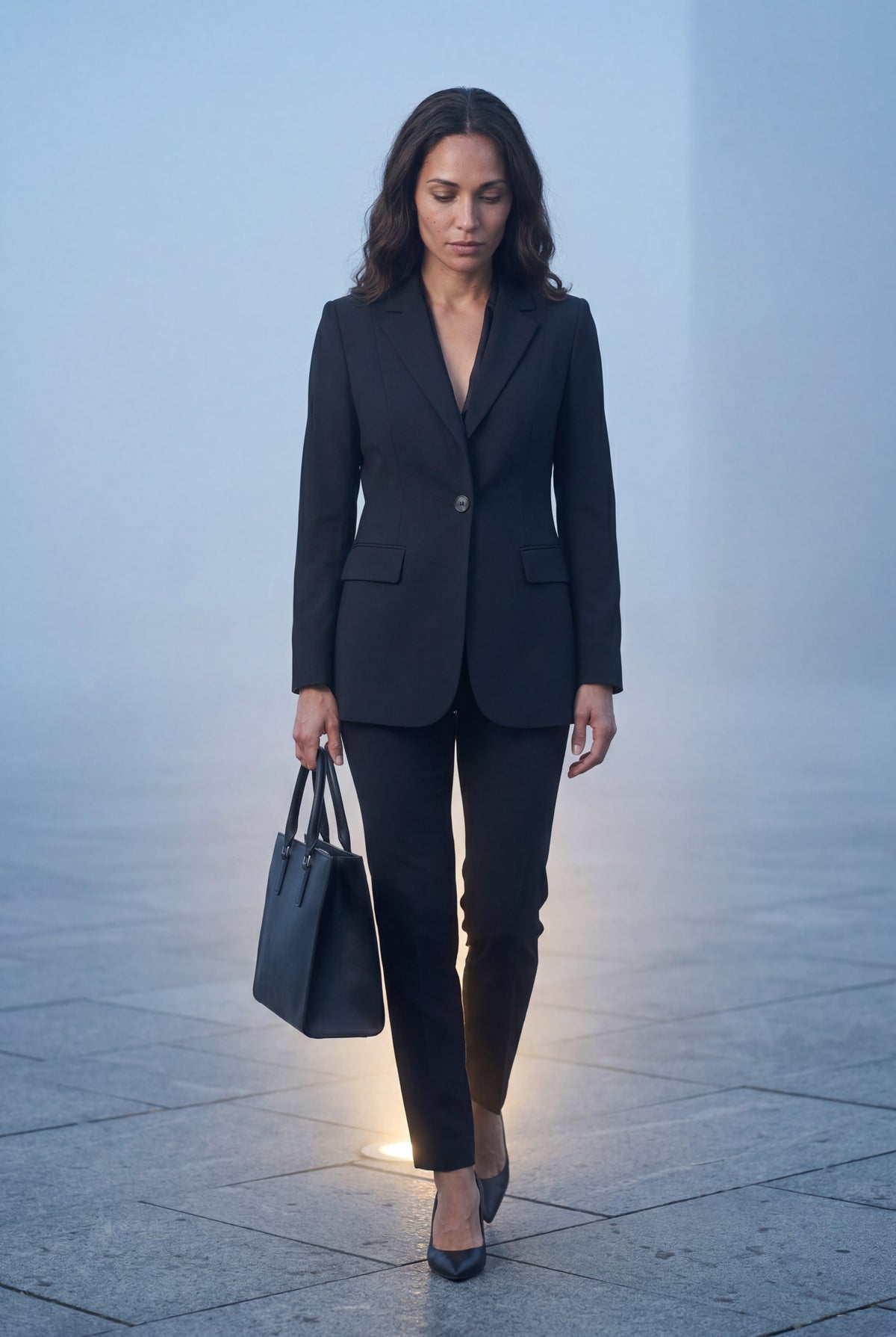 Black Fitted Single-breasted Blazer with Classic Lapel - Blazers - Photo 26