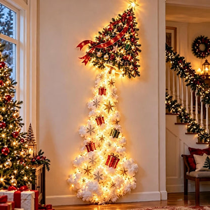 Kerst LED Wandlamp met Sneeuweffect - 60 cm, Op Batterijen
