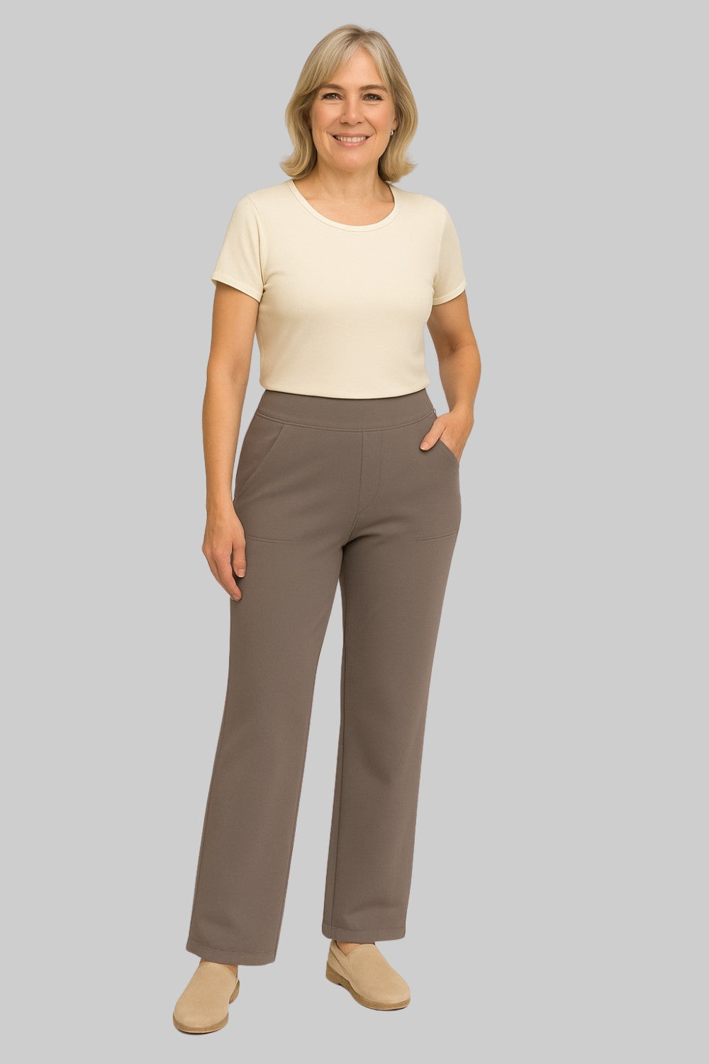 Dames Broek Hoge Taille Stretch – Comfortabele Pull-On Pantalon
