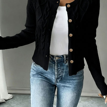 Dames Cardigan Kabelbreisel Cropped met Knopen