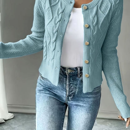 Dames Cardigan Kabelbreisel Cropped met Knopen