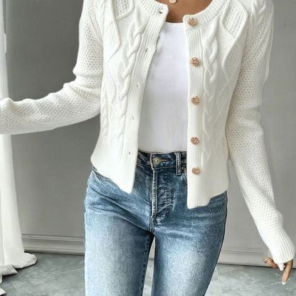 Dames Cardigan Kabelbreisel Cropped met Knopen