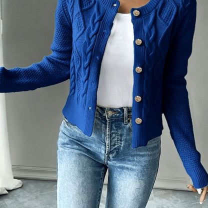 Dames Cardigan Kabelbreisel Cropped met Knopen