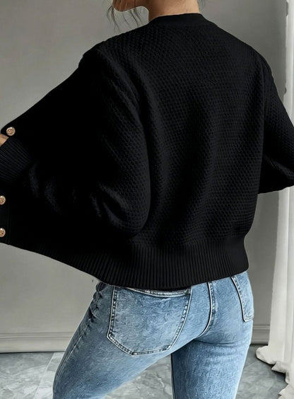 Dames Cardigan Kabelbreisel Cropped met Knopen