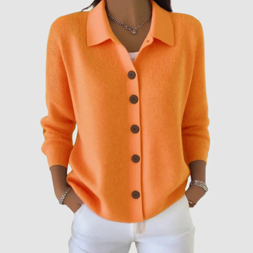 Dames Gebreide Vest met Knoopsluiting en Kraag, Relaxed Fit