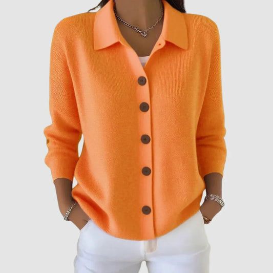 Dames Gebreide Vest met Knoopsluiting en Kraag, Relaxed Fit