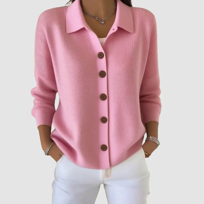 Dames Gebreide Vest met Knoopsluiting en Kraag, Relaxed Fit