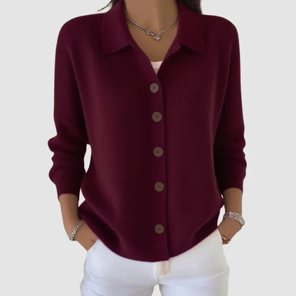 Dames Gebreide Vest met Knoopsluiting en Kraag, Relaxed Fit
