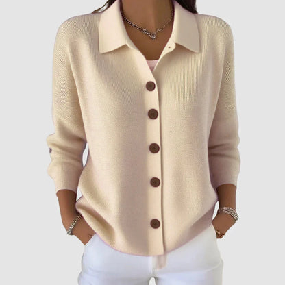 Dames Gebreide Vest met Knoopsluiting en Kraag, Relaxed Fit