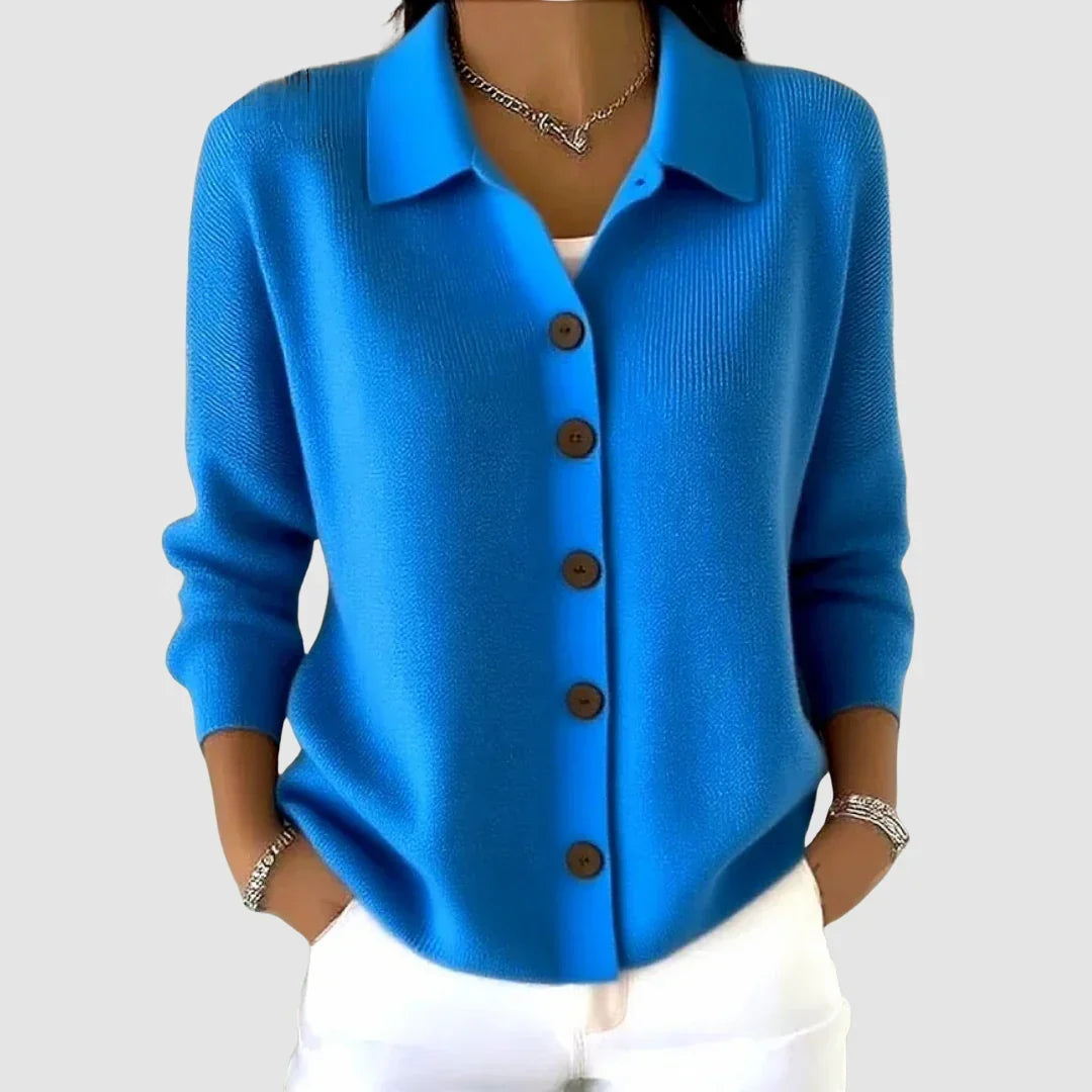 Dames Gebreide Vest met Knoopsluiting en Kraag, Relaxed Fit