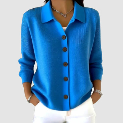 Dames Gebreide Vest met Knoopsluiting en Kraag, Relaxed Fit