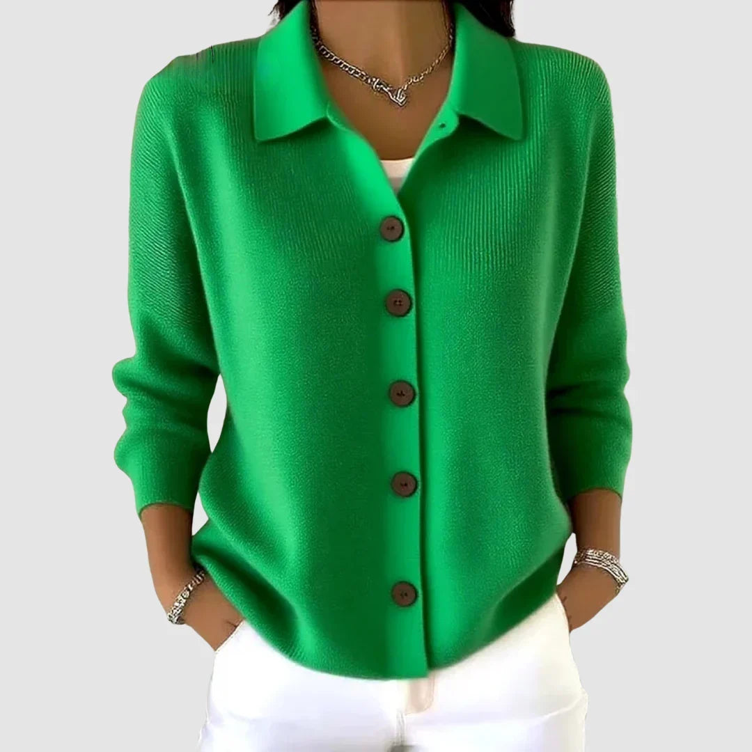 Dames Gebreide Vest met Knoopsluiting en Kraag, Relaxed Fit