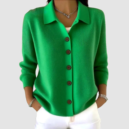 Dames Gebreide Vest met Knoopsluiting en Kraag, Relaxed Fit