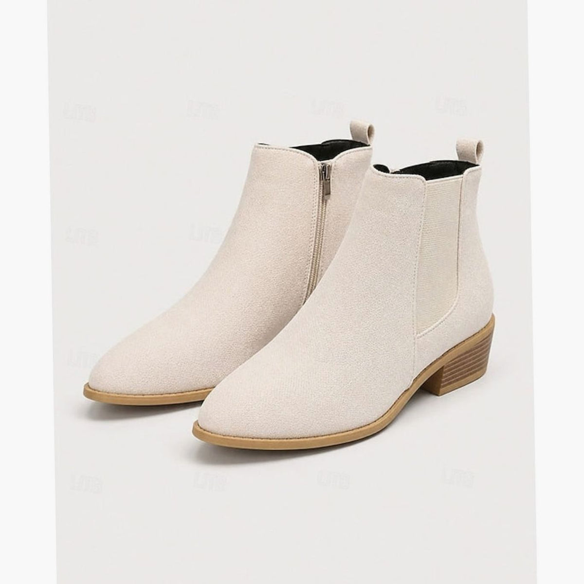Dames Suède Ankle Boots met Puntige Neus en Blokhak