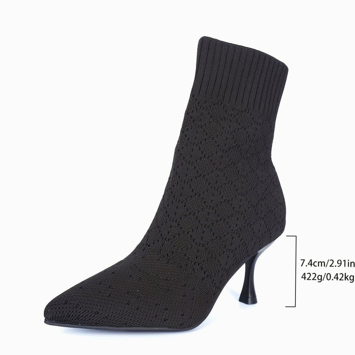 Dames Sokboots met Puntneus en Stiletto Hak - Gebreide Ankle Boots