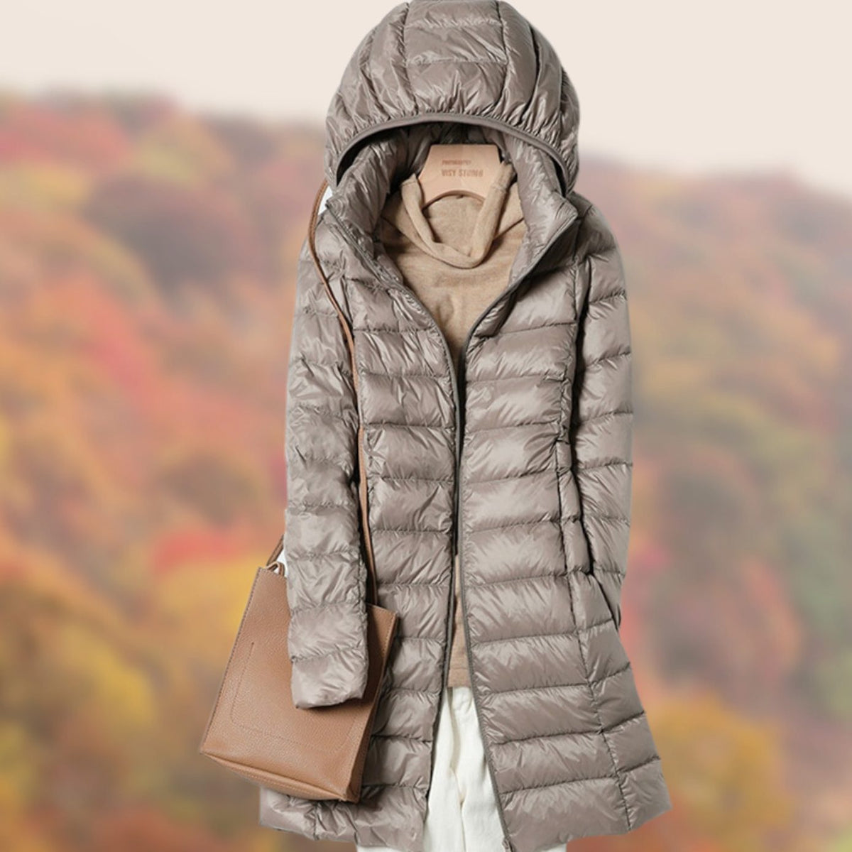Dames Lange Puffer Jas met Capuchon - Slim-Fit Gewatteerd