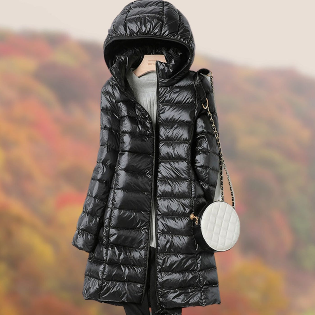 Dames Lange Puffer Jas met Capuchon - Slim-Fit Gewatteerd