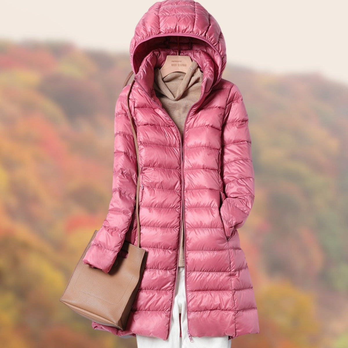 Dames Lange Puffer Jas met Capuchon - Slim-Fit Gewatteerd