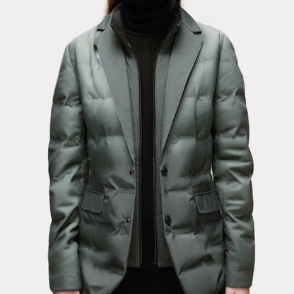 Dames Gewatteerde Blazer Jas met Knoopsluiting - Winterjas