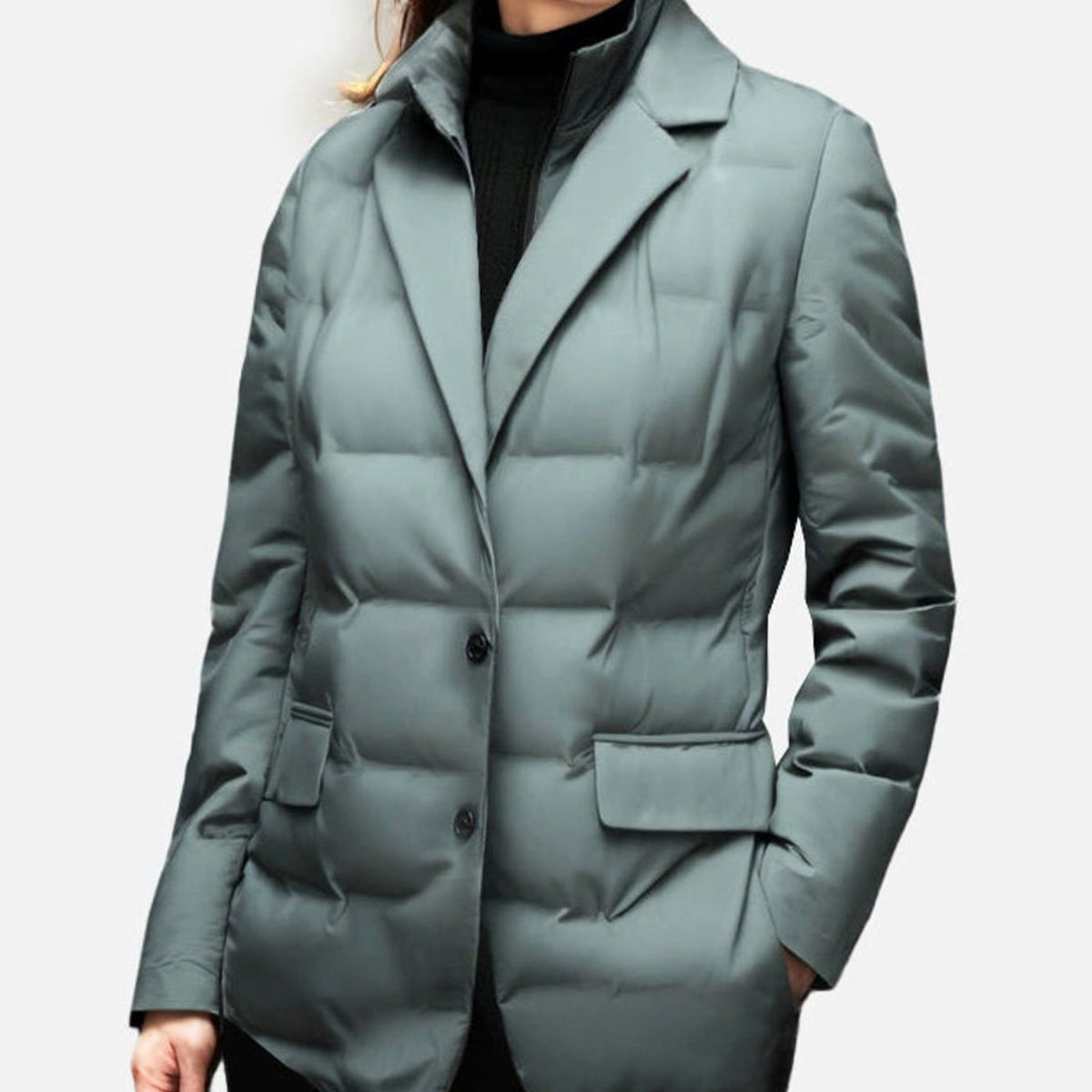 Dames Gewatteerde Blazer Jas met Knoopsluiting - Winterjas