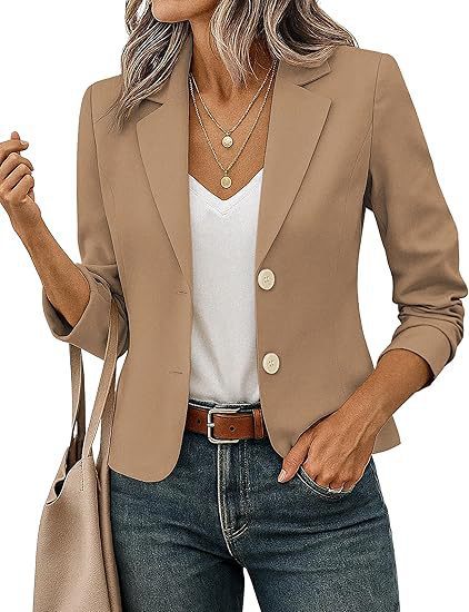 Dames Blazer Kort Getailleerd met Sierknopen en 3/4 Mouwen
