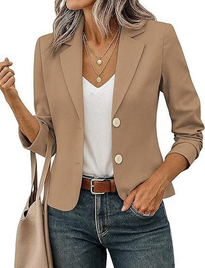 Dames Blazer Kort Getailleerd met Sierknopen en 3/4 Mouwen