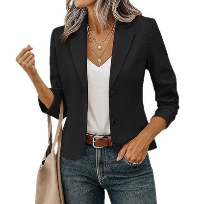 Dames Blazer Kort Getailleerd met Sierknopen en 3/4 Mouwen