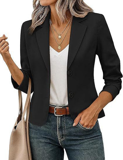 Dames Blazer Kort Getailleerd met Sierknopen en 3/4 Mouwen