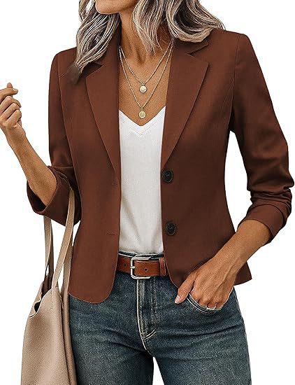 Dames Blazer Kort Getailleerd met Sierknopen en 3/4 Mouwen