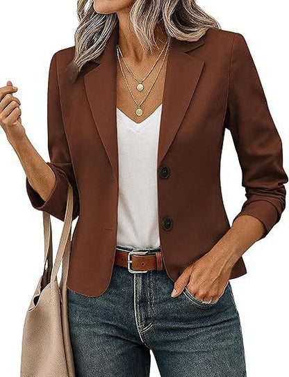Dames Blazer Kort Getailleerd met Sierknopen en 3/4 Mouwen