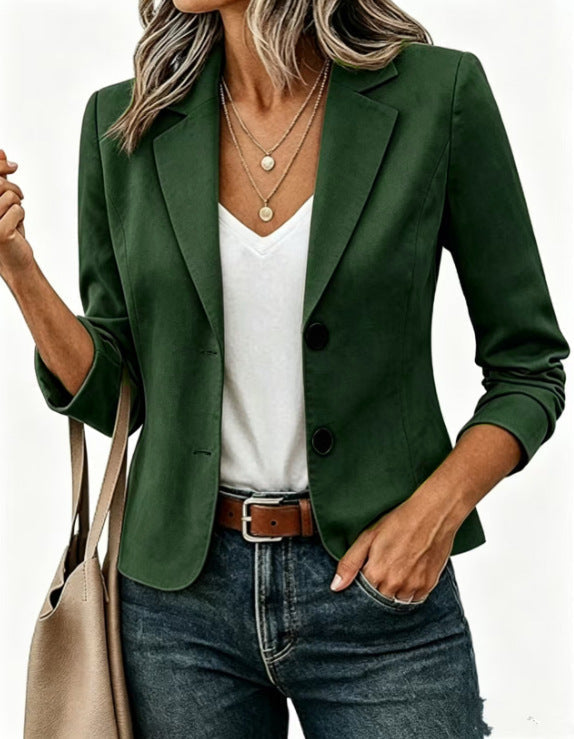 Dames Blazer Kort Getailleerd met Sierknopen en 3/4 Mouwen