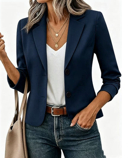 Dames Blazer Kort Getailleerd met Sierknopen en 3/4 Mouwen