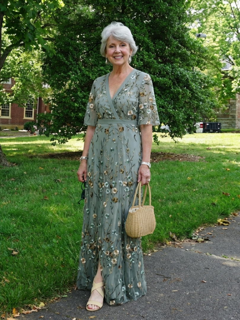 Dames Getailleerde Maxi Jurk – Geschikt voor Zomer, Met V-Hals en Wrap Sluiting