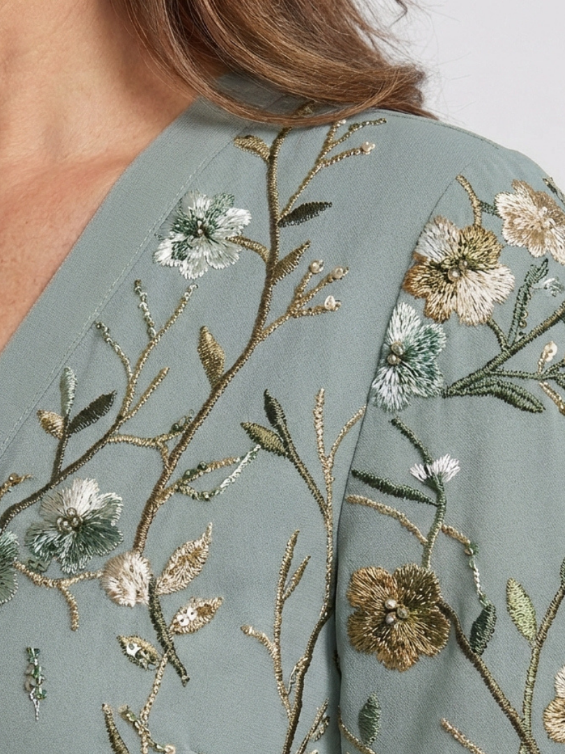 Dames Getailleerde Maxi Jurk – Geschikt voor Zomer, Met V-Hals en Wrap Sluiting